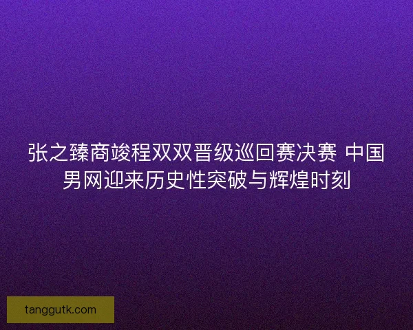 张之臻商竣程双双晋级巡回赛决赛 中国男网迎来历史性突破与辉煌时刻