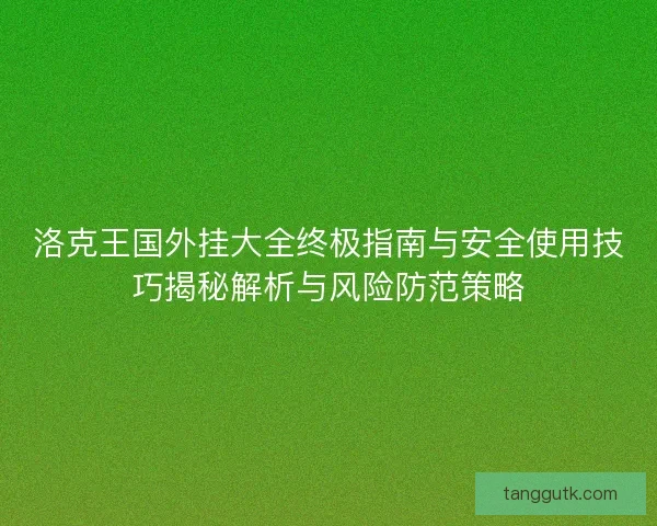 洛克王国外挂大全终极指南与安全使用技巧揭秘解析与风险防范策略